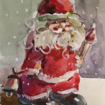 绘画 标题为“Новогодний санта Кл…” 由Дарья Калашникова, 原创艺术品, 水彩