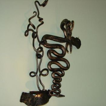 Sculpture titled "Smoke dragon" by Steven Kalb, Original Artwork, Metals