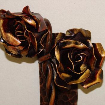 Peinture intitulée "Steel rose detail" par Steven Kalb, Œuvre d'art originale
