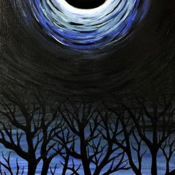 Ζωγραφική με τίτλο "Black Storm Moon -…" από Kaligula, Αυθεντικά έργα τέχνης, Λάδι