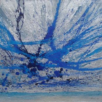 Картина под названием "Abstraction bleue e…" - Patrice Kalil, Подлинное произведение искусства, Масло
