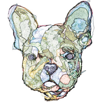Arts numériques intitulée "French Bulldog Face…" par Alex Stef Paris, Œuvre d'art originale