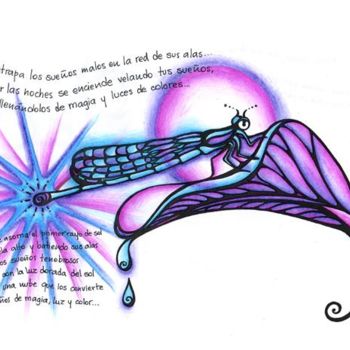 Pintura titulada "libélula de luz que…" por Ka Llobet, Obra de arte original
