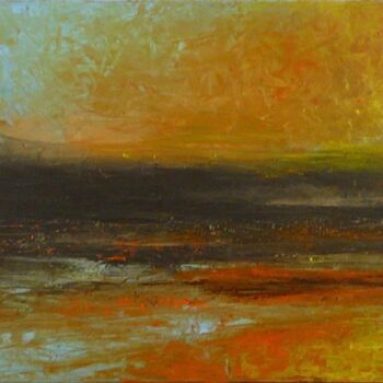 Painting titled "Lost Shore" by Kalpana Soanes, Original Artwork, Oil Mounted on Wood Stretcher frame