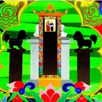 Malarstwo zatytułowany „The Pillars” autorstwa Kalsang Dickyi, Oryginalna praca