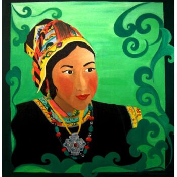 Ζωγραφική με τίτλο "A girl from tibet" από Kalsang Dickyi, Αυθεντικά έργα τέχνης