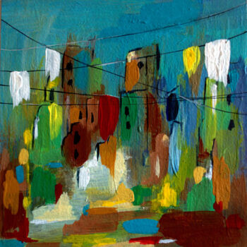Pittura intitolato "Facades colorées" da Kam Bendi, Opera d'arte originale, Acrilico