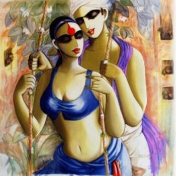 Pintura intitulada "saawan_acrylic_on_c…" por Kamal Devnatha, Obras de arte originais
