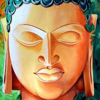 Pintura intitulada "budh_acrylic_on_can…" por Kamal Devnatha, Obras de arte originais