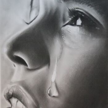 Disegno intitolato "Girl in tears" da Kamal Raj Thakur Utsav Thakur, Opera d'arte originale, Grafite