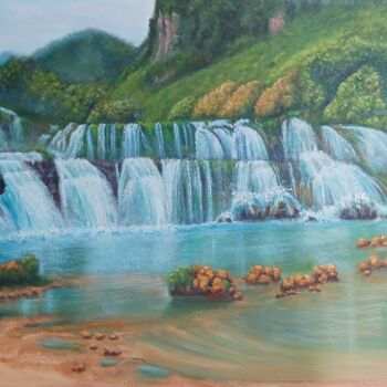 Pintura titulada "Beauty of nature Wa…" por Kamal Raj Thakur Utsav Thakur, Obra de arte original, Oleo