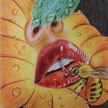 Σχέδιο με τίτλο "Honey Lips" από Kamal Raj Thakur Utsav Thakur, Αυθεντικά έργα τέχνης, Μολύβι