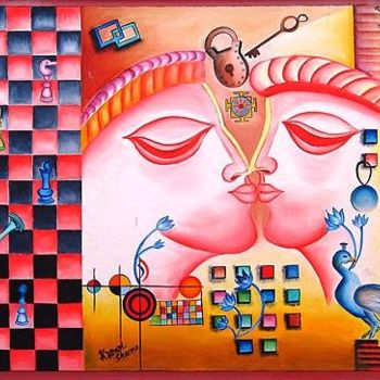 Malerei mit dem Titel "Game of life" von Kamal Sharma, Original-Kunstwerk, Öl