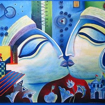 Painting titled "Love is a good medi…" by Kamal Sharma, Original Artwork, Oil
