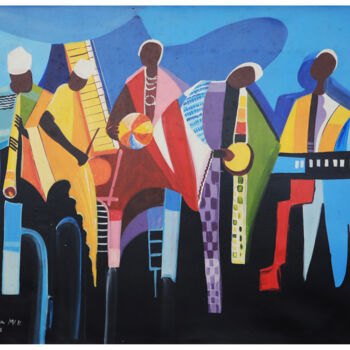 Peinture intitulée "“L’Orchestre 1”" par Kamba Mukeke, Œuvre d'art originale, Acrylique Monté sur Châssis en bois