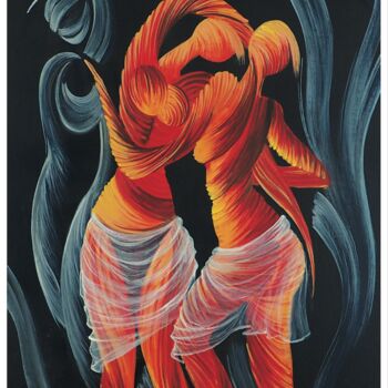 Peinture intitulée "“Danseuses de charm…" par Kamba Mukeke, Œuvre d'art originale, Acrylique Monté sur Châssis en bois
