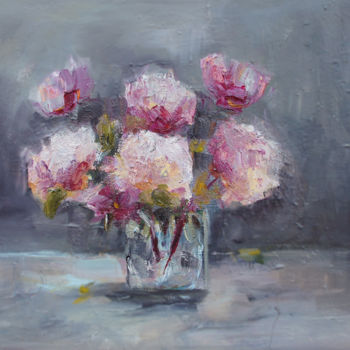 Painting titled "flowers 4" by Kamila Kretus, Original Artwork, Oil