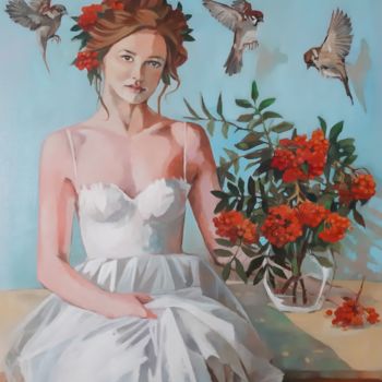 Pintura intitulada "Red rowan" por Kamila Matkowska, Obras de arte originais, Óleo