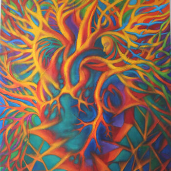 Painting titled "the Heart" by Kamila Najaf, Original Artwork, Acrylic Mounted on Wood Stretcher frame