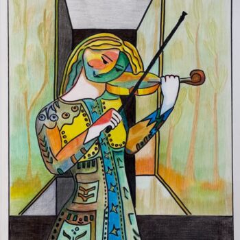 Ζωγραφική με τίτλο "Не Пикассо" από Камила Сидикова, Αυθεντικά έργα τέχνης, Κιμωλία