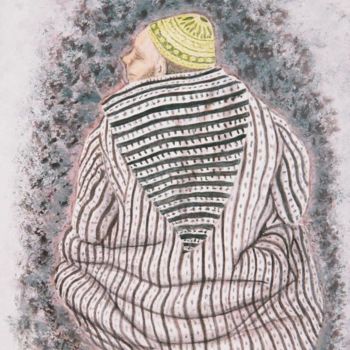 homme au jallaba-aquarelle