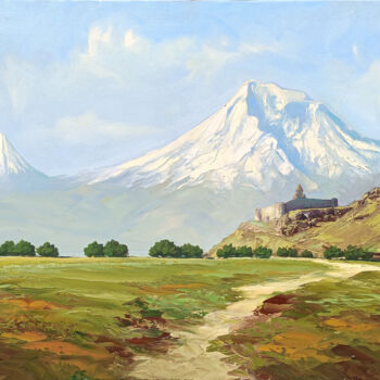 Peinture intitulée "Landscape - Ararat" par Kamo Atoyan, Œuvre d'art originale, Huile Monté sur Châssis en bois