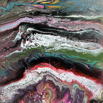 Painting titled "Tidal Palette" by Kamo Atoyan, Original Artwork, Oil Mounted on Wood Stretcher frame