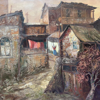 Painting titled "Quaint Charm of Rur…" by Kamo Atoyan, Original Artwork, Oil Mounted on Wood Stretcher frame