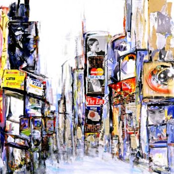 Painting titled "snow time's square" by Kamra, Original Artwork