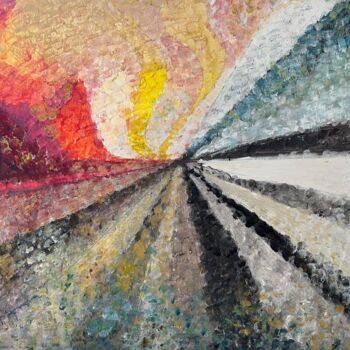 Painting titled "Le chemin" by Kams, Original Artwork, Acrylic