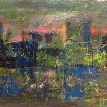 Pittura intitolato "Yerevan landscape(o…" da Kamsar Ohanyan, Opera d'arte originale, Olio