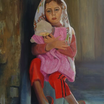 Painting titled "Carefully (57x77cm,…" by Kamsar Ohanyan, Original Artwork, Oil Mounted on Wood Stretcher frame