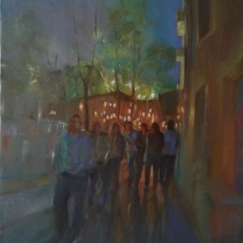 Painting titled "Jazz festival in Ye…" by Kamsar Ohanyan, Original Artwork, Oil Mounted on Wood Stretcher frame