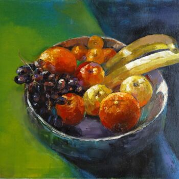 Painting titled "STILL LIFE - AUTUMN…" by Kamsar Ohanyan, Original Artwork, Oil Mounted on Wood Stretcher frame