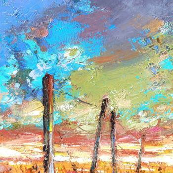 Pittura intitolato "Landscape" da Kamsar Ohanyan, Opera d'arte originale, Olio Montato su Telaio per barella in legno