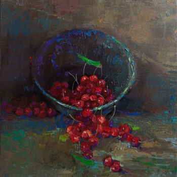 Pittura intitolato "Still life - cherry" da Kamsar Ohanyan, Opera d'arte originale, Olio Montato su Telaio per barella in le…
