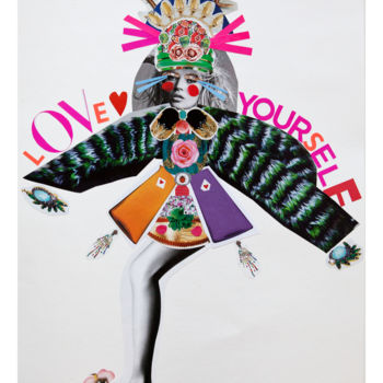 Collages intitolato ""Love Yourself"" da Kam Stefan, Opera d'arte originale