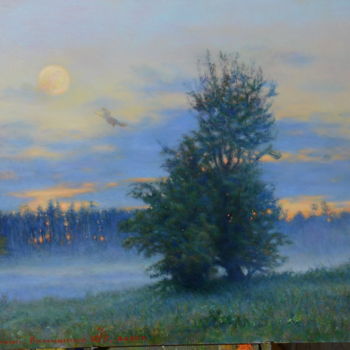 Malerei mit dem Titel "Evening in Ukraine" von Yuriy Kamyshnyy, Original-Kunstwerk, Öl