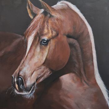 Painting titled "Horse portrait 1" by Kanat Mks, Original Artwork, Acrylic