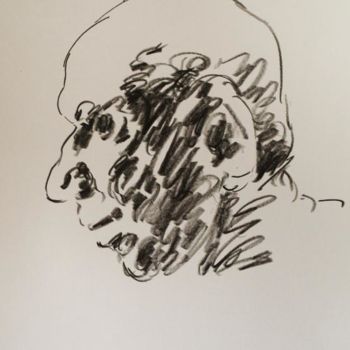 Drawing titled "Мужской профель." by Aleksandr Kandinskii Dae, Original Artwork