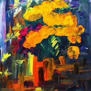 Painting titled "Цветы у входа на те…" by Aleksandr Kandinskii Dae, Original Artwork, Oil
