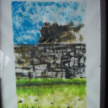 Painting titled "stone wall walkway" by Kane, Original Artwork