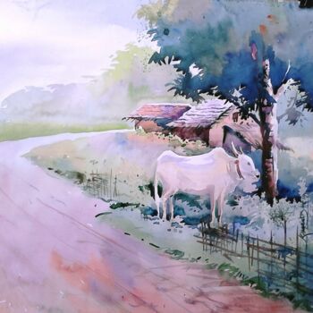 Painting titled "untitled" by Kangkan Das, Original Artwork, Watercolor