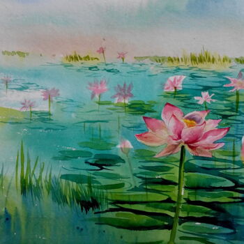 Malerei mit dem Titel "lily" von Kangkan Das, Original-Kunstwerk