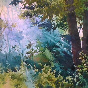 Painting titled "sunlight" by Kangkan Das, Original Artwork, Watercolor