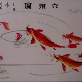 Painting titled "六顺图 1.00m x 0.50m" by Minglong Chen, Original Artwork