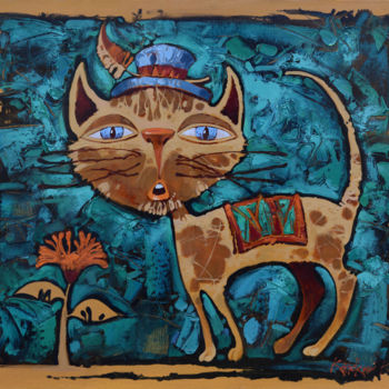 Peinture intitulée "Котик тёпленький жи…" par Konstantin Kansky (Kanskyart), Œuvre d'art originale, Huile Monté sur Châssis…