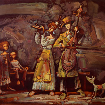 Painting titled "Благодарные слушате…" by Konstantin Kansky (Kanskyart), Original Artwork, Oil Mounted on Wood Stretcher fra…