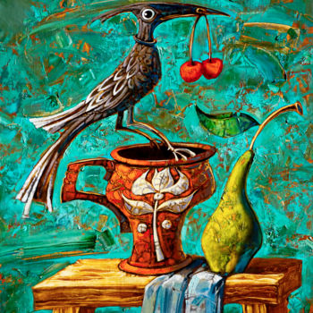 Peinture intitulée "Натюрморт с птицей" par Konstantin Kansky (Kanskyart), Œuvre d'art originale, Huile Monté sur Châssis en…