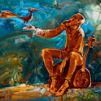 Painting titled "Music near you" by Konstantin Kansky (Kanskyart), Original Artwork, Oil Mounted on Wood Stretcher frame